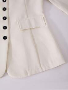 Sparklyn 两件套少女套装：修身V领西装外套，配撞色纽扣；优雅职业休闲宽松直筒裤；适合日常休闲、通勤、度假等多种场合，春秋季皆宜。 - 杏色 - 查看 5