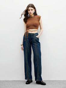 CUCCOO BIZCHIC 女士时尚黑色金属扣简约百搭通勤乐福鞋平底一脚蹬鞋 - 黑色 - 查看 10
