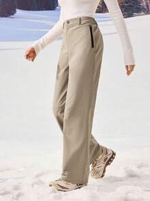 OutZeal 女士无氟防水弹力尼龙拉链口袋户外裤，适合徒步露营，秋冬季穿着 - 卡其色 - 查看 5