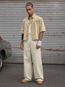 AXEPEAK Fashionable Streetwear Style Wide Leg Long Pants For Men - Khaki - View 5
