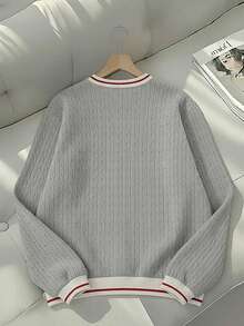 Franclia Women's Digital Print Contrast Color Crew Neck Sweatshirt - Multicolor - View 2