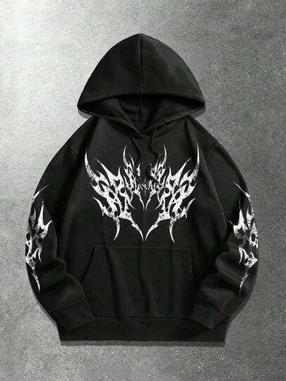 Men's Fleece Thorn Print Hoodie