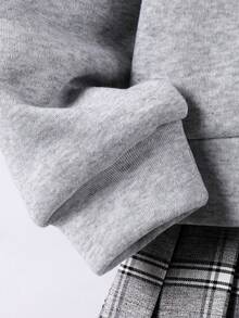 SHEIN Explorewe Tween Girl 2 In 1 Polo Collar Sweatshirt And Skirt Set