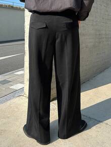 DAZY Men's Solid Color Black Suit Pants, All Season - Black - View 2
