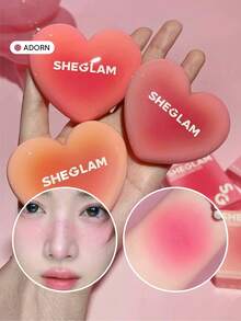 SHEGLAM Playing Cupid Cream Blush-Adorn 7 色多用途玫瑰心形腮紅霜，適用於嘴唇和臉頰，高度著色，不褪色，緞面唇膏，不油膩，可混合面部彩妝 - Adorn - 查看 1