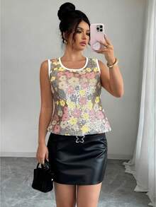 Rafferiza Women's Sleeveless Sequin Tank Top, Round Neck All-Match Camisole, Fashionable And Versatile For Daily Wear - Multicolor - View 1