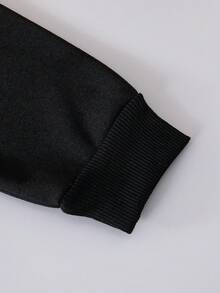 2pcs Young Girl Sporty Outfit, Black Hooded Sweatshirt With Graphic Print, Matching Black Fleece Jogger Pants, & Vibrant Style Suitable For Autumn/Winter Girl Y2k Outfit Girl Cartoon Sweatshirt - Black - View 9