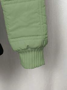 EgrlEra Áo khoác lông ấm áp, cổ lông có mũ, cài nút phía trước, màu trơn, mùa đông - Màu xanh Bạc hà - Xem 3