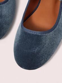 CUCCOO DOLLMOD Bailarinas de terciopelo azul clásicas, elegantes y lindas, de moda versátil para mujer - Azul - Ver 6
