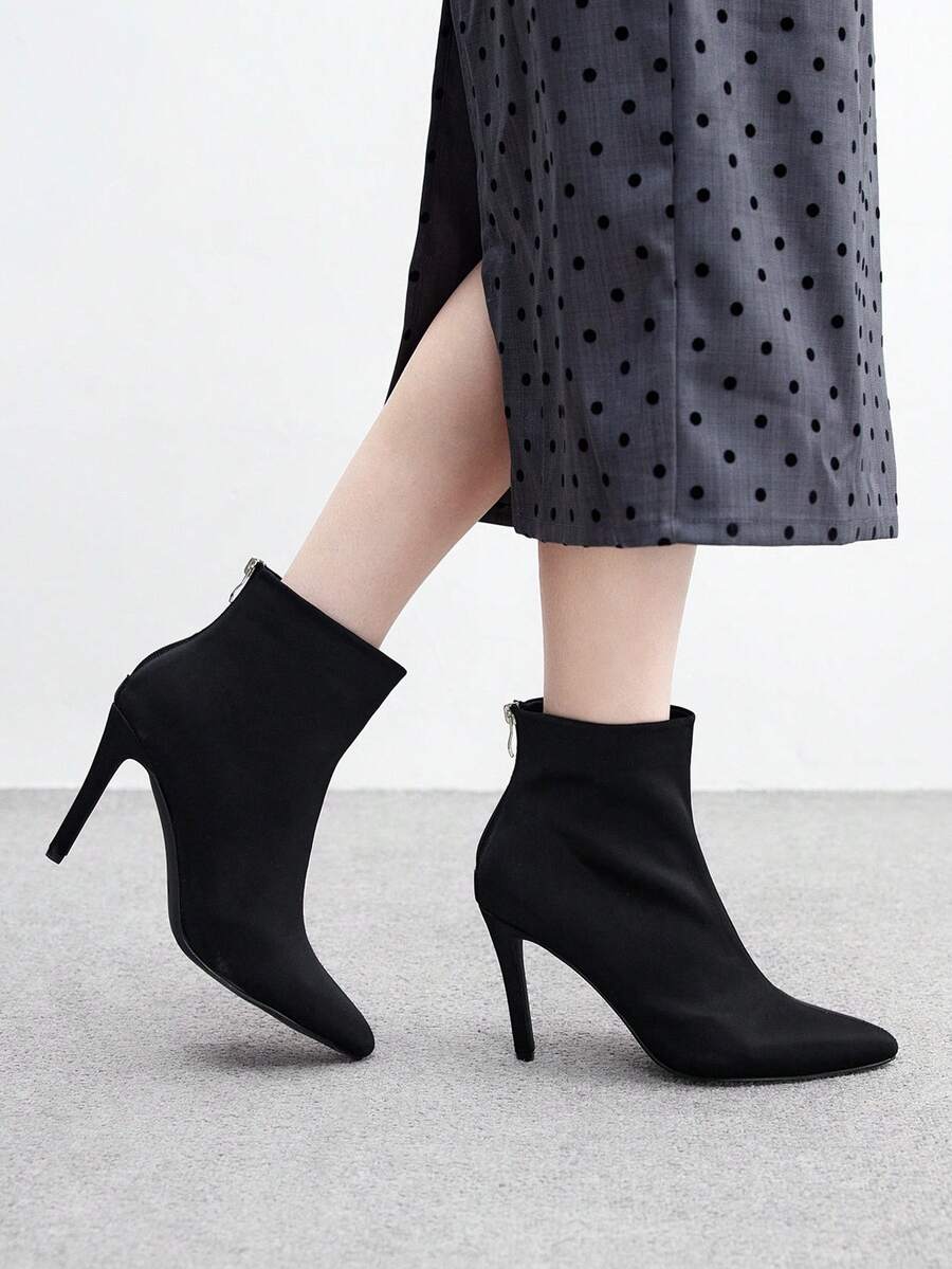 CUCCOO BIZCHIC Stivaletti alla caviglia da donna minimalisti e comodi con tacco sottile, adatti per l'uso quotidiano - nero - Visualizzare 1