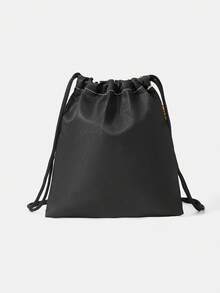 We Bare Bears X SHEIN Cartoon & Letter Print Travel Drawstring Bags, Multi-Size Storage Pouches - Black - View 4