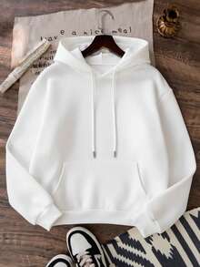 Otoño invierno nuevo mujer manga larga sudadera con capucha mujer casual patrón cálido estampado sudadera con capucha mujer top - Blanco - Ver 3