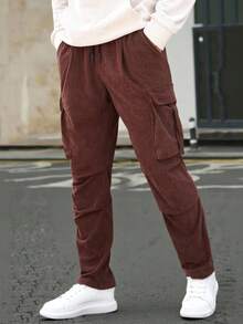 Manfinity CasualCool Pantaloni cargo casual da uomo con vita elastica e coulisse, colore marrone, adatti per uso quotidiano, weekend, attività all'aperto, viaggi, ambienti di lavoro rilassati o occasioni semi-formali, regalo per il fidanzato/marito, regalo per l'anniversario, autunno/inverno - Caffè Marrone - Visualizzare 1