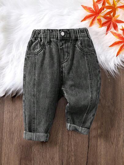 SHEIN Toddler Boys' Plain Simple Everyday Jeans