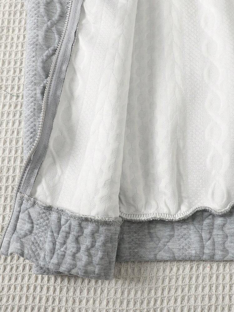 SHEIN 少女提花针织连帽开衫和宽松长裤两件套 - 淺灰色 - 查看 9