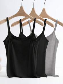 GlowEve 3pcs Women Solid Color Shockproof Camisole With Padding, Comfortable & Breathable