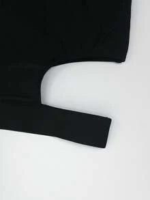 Manfinity VDAYZ Męskie, jednokolorowe, modne kąpielówki z wycięciami, odpowiednie na letnią plażę - Czarne - Zobacz 6