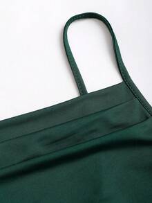 Sweetra Đầm maxi đuôi cá xếp ly màu trơn dành cho nữ - Màu xanh lá cây đậm - Xem 4