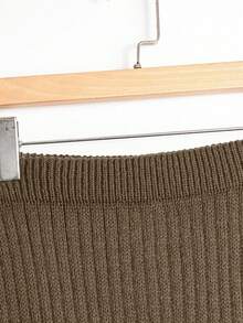 GlowEve Bộ 2 món áo len poncho trơn màu thường ngày và chân váy dệt kim cho nữ, Thu/Đông - Lạc đà - Xem 6