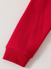 Tween Boys' Minimalist Casual Versatile Solid Color Loose Fit Sweatshirt, Autumn/Winter - Red - View 7
