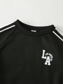 THE HAPPY LOOK Kleine Jungen Kontrast-Farbiger Gerippter Rundhals Langarm Pullover Sweatshirt, vielseitig & bequem für Sport, Kinder Sweatshirt, Kinder Streetwear