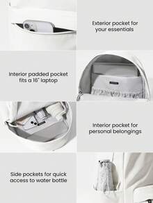 GLOWMODE Multi-Compartment Backpack Commuting Travel Exercise 21L Fall Winter - White - View 4