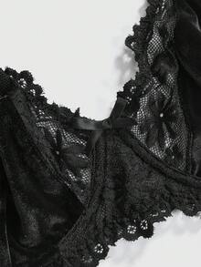 ROMWE Goth Sujetador gótico y sujetador sin aros de talla grande - Negro - Ver 4