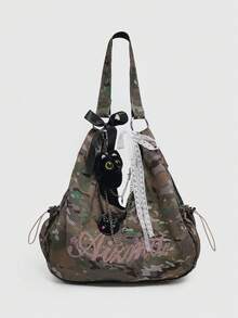 ROMWE Kawaii 女士包，高端小众设计，百搭大容量通勤运动健身包，手提包 - 迷彩 - 查看 1