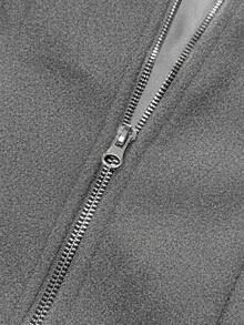 Manfinity Mode 时尚前开襟纽扣翻领大衣，百搭长袖男士灰色风衣外套，冬季必备 - 淺灰色 - 查看 9