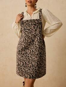 Travachic Vestido de punto elegante con estampado de leopardo y bolsillos para mujer de talla grande - Marrón - Ver 3