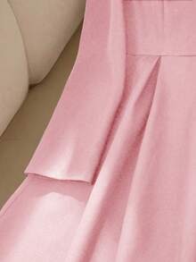 Franclia Women's Elegant Pleated Fitted Draped Lapel Single-Breasted High Waist Dress, Spring/Autumn - Pink - View 4