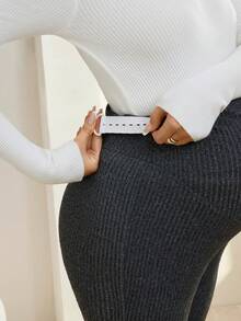 SHEIN Leggings de maternidad minimalistas de unicolor para uso diario