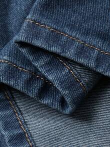 Vivie Lora Women's Loose Waist Cinched Denim Dress - Blue - View 3