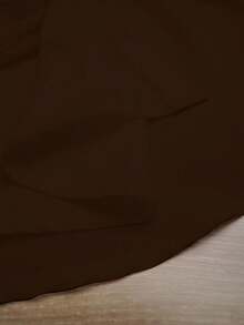 SHEIN Elenzya Áo cánh dài tay xếp ly đính nút ngọc trai trơn màu cho nữ - Cà phê nâu - Xem 5