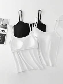 GlowEve 3pcs/Set Anti-Flashing Cami Tank Top With Built-In Padded, Comfortable - Black and White - View 3