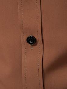 Manfinity Mode 男士印花拼接长袖衬衫 - 咖啡棕 - 查看 4