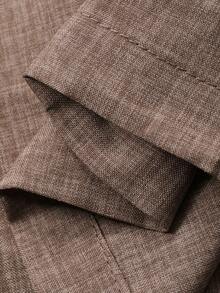 DAZY 2pcs Men's Solid Color Khaki Shirt Loose Pants Suit Set, Spring/Autumn Quarter Zip Men - Khaki - View 4