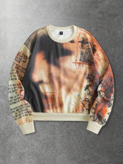 Sudadera con estampado para hombre, estilo callejero retro