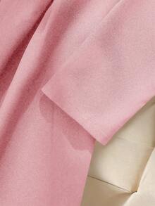 Franclia Women's Elegant Pleated Fitted Draped Lapel Single-Breasted High Waist Dress, Spring/Autumn - Pink - View 6
