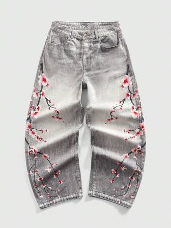 Street Life Herren Mode Loose Fit Lässig Jeans mit Taschen