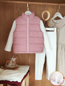 Vintaside Kids 3pcs Young Girl Padded Coat Set, Thermal Lining, Thickened, Suitable For Spring, Autumn And Winter, Countryside Style, Casual, Fashionable, Cute, Elegant - Multicolor - View 4