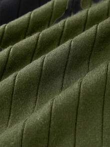 Calvornis Cardigan de manga larga con cuello en V acanalado y botones delanteros de unicolor para hombre - Verde militar - Ver 6