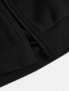 SHEIN Tween Girl SL Store 休闲针织纯色立领长袖运动衫套装，母女同款服装（2 套单独出售） - 黑色 - 查看 5