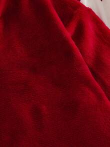 Flannel Girls Teen Loungewear 2-Piece Set - Wine Red Solid Top White Heart Print Pants Combo  Heart All-Over Print Design Red White Classic Contrast Match Thick Warm Flannel Fabric Long Sleeve Top Pants Set Social Media Style  Sweet Autumn Winter Spring Holiday Essential Girls Teen Home Set - Multicolor - View 8