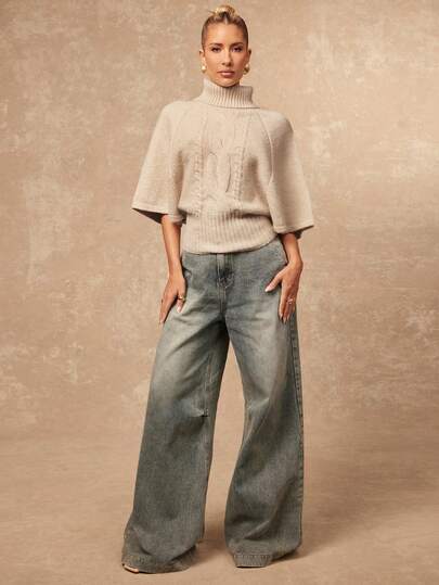 Lumalex Coltrui met korte mouwen, getailleerde taille, vleermuismouwen en capes met textuur voor dames