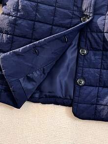 一件式少女休闲千鸟格绗缝长袖羽绒服，轻便保暖，内衬保暖层，适合秋冬季日常穿着。 - 藍色 - 查看 8