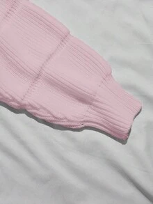 Franclia Casual Solid Color Cropped Sweater, Autumn - Baby Pink - View 5