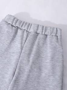 3pcs/Set Girls Oversized Crew Neck Long Sleeve Sweatshirt, Sports Pants Casual Loose Suit, Autumn/Winter - Light Grey - View 6