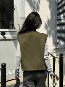Serisse Veste sans manches en laine décontractée pour femmes, nouvelle arrivée pour l'automne/hiver - Tabac - Voir 2