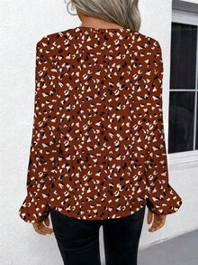 SHEIN LUNE Women's Casual Simple Shirt, Suitable For Spring And Autumn New Year Party - Rust Brown - View 2